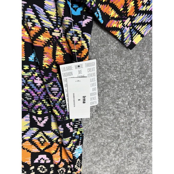 Lularoe Irma Short Sleeve Aztec Geometric Tunic Top Womens Small Stretch Hi Low - Picture 6 of 16